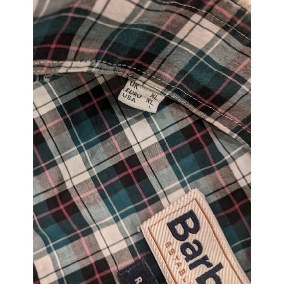 Barbour Milecastle Blue Green Plaid Long Sleeve Button Down Size Large - Picture 4 of 7